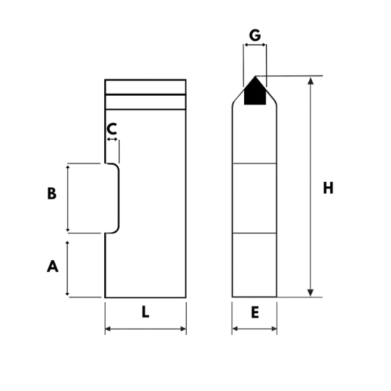 Couteau à lumière latérale (carbure droit)