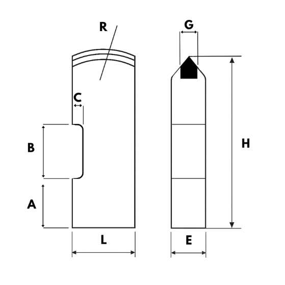 Couteau à lumière latérale (carbure rayonné)